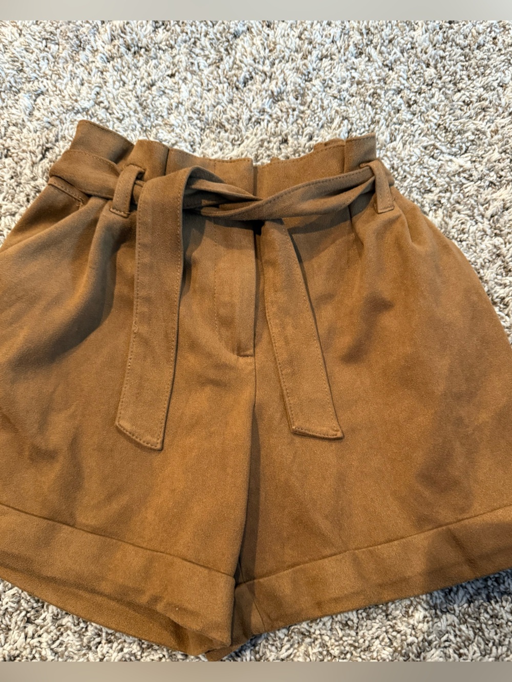 High-Waist Tie Front Shorts - Brown